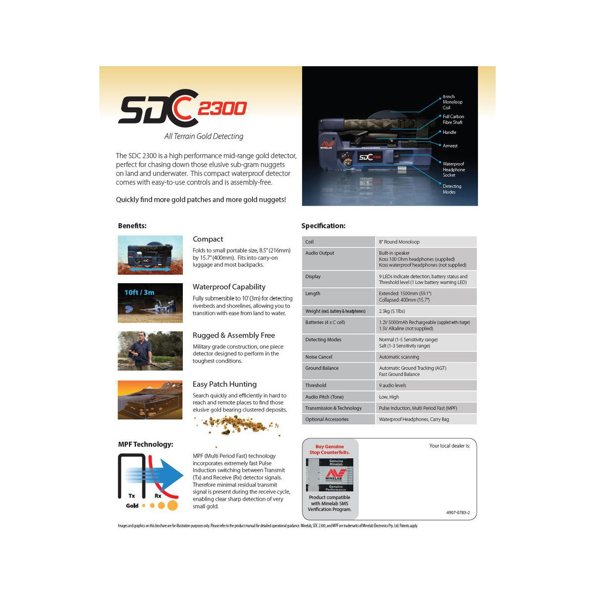 SDC 2300 Metal Detector-Lucky Strike Gold