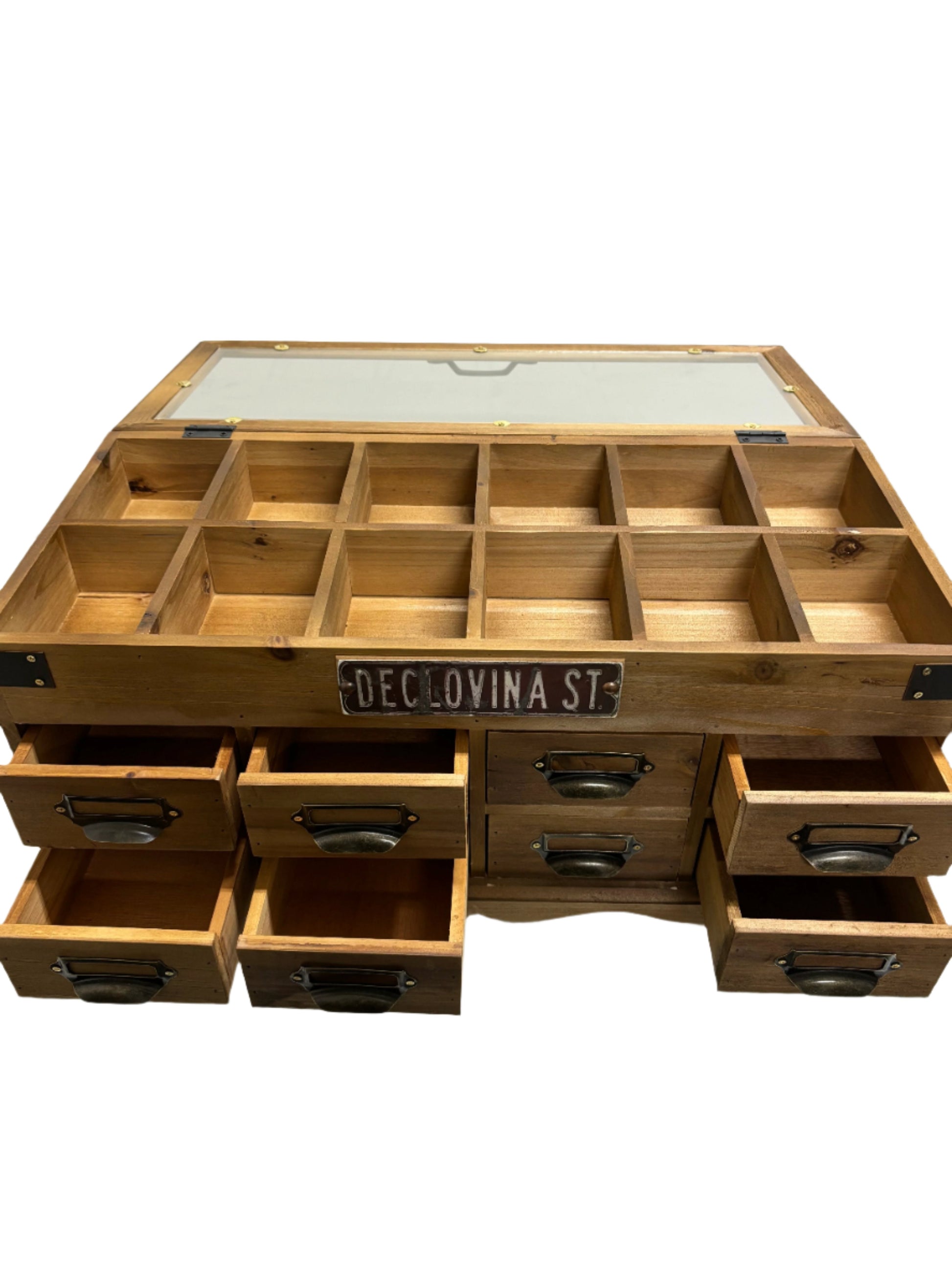 Wooden Drawers with Glass 55cm-Lucky Strike Gold