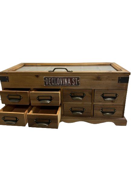 Wooden Drawers with Glass 55cm-Lucky Strike Gold