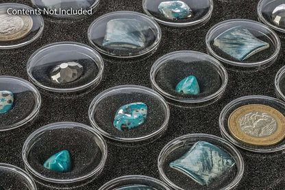 25Pc MINI Round Gem Holder in Black Foam Prospector's Choice