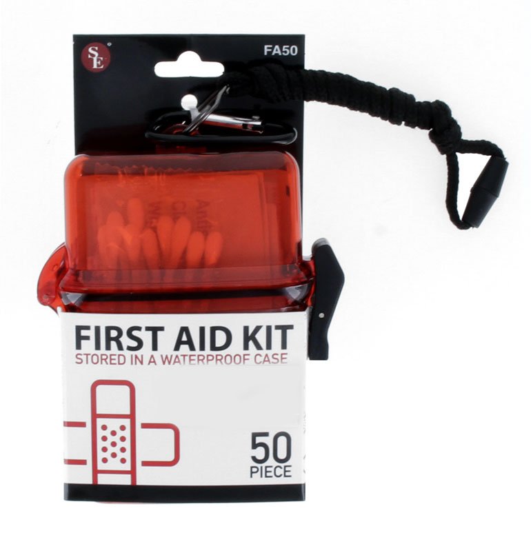 50 pc First Aid Kit  in Waterproof Case with Lanyard