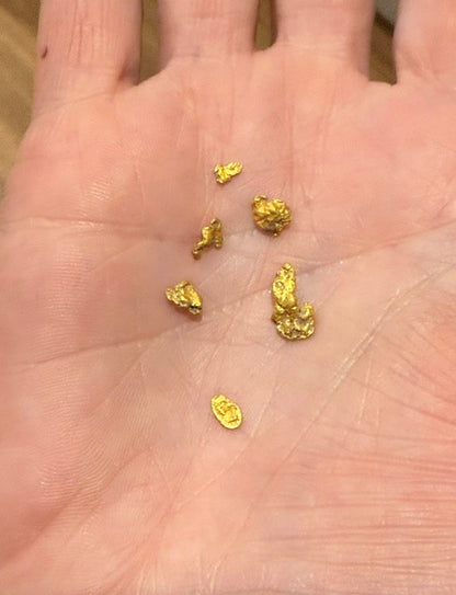 Gold in hand after metal detecting