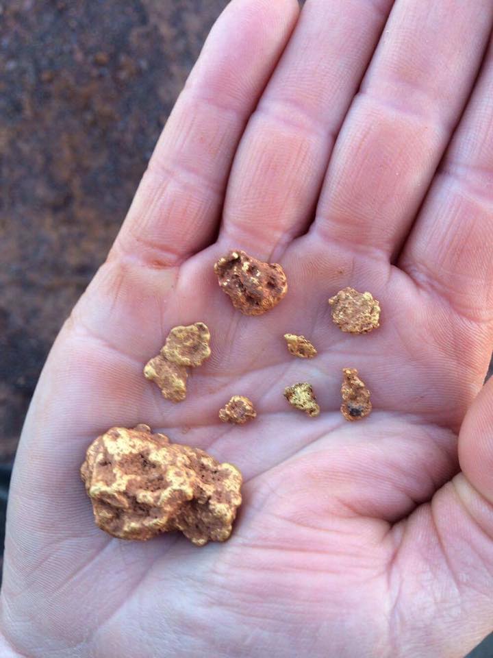 Chunky gold nuggets found with metal detector