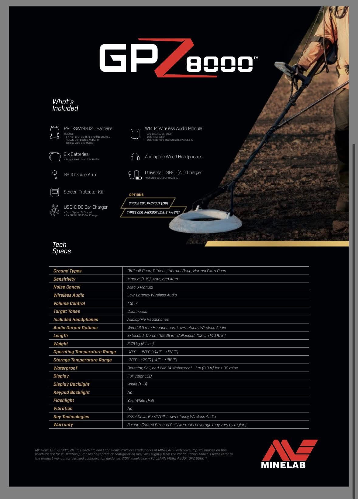 Minelab GPZ 8000 Metal Detector - PREORDER (SECOND PRIORITY)