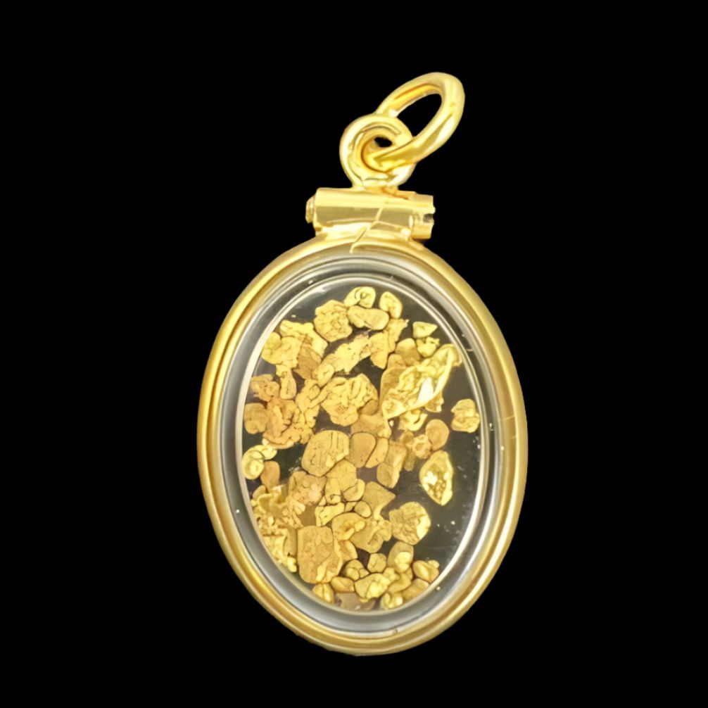 Rolled Gold Locket Large with Gold-Lucky Strike Gold