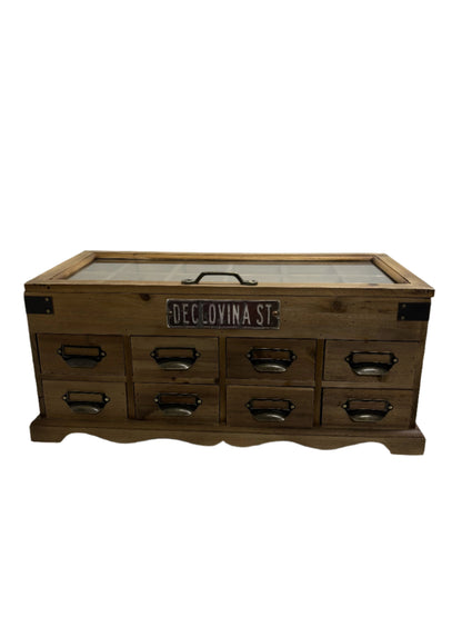 Wooden Drawers with Glass 55cm-Lucky Strike Gold