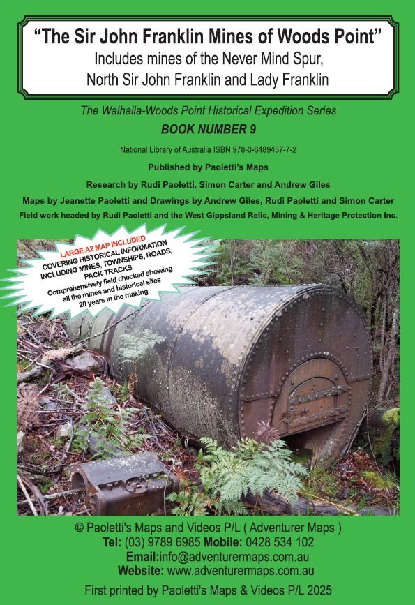 Sir John Franklin Mines of Woods Point book cover featuring historic Victorian gold mining sites