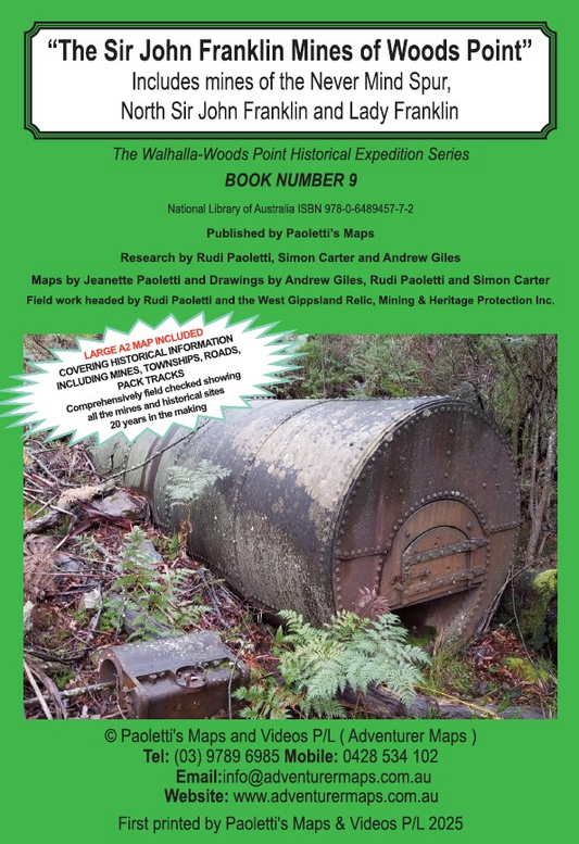 Sir John Franklin Mines of Woods Point book cover featuring historic Victorian gold mining sites