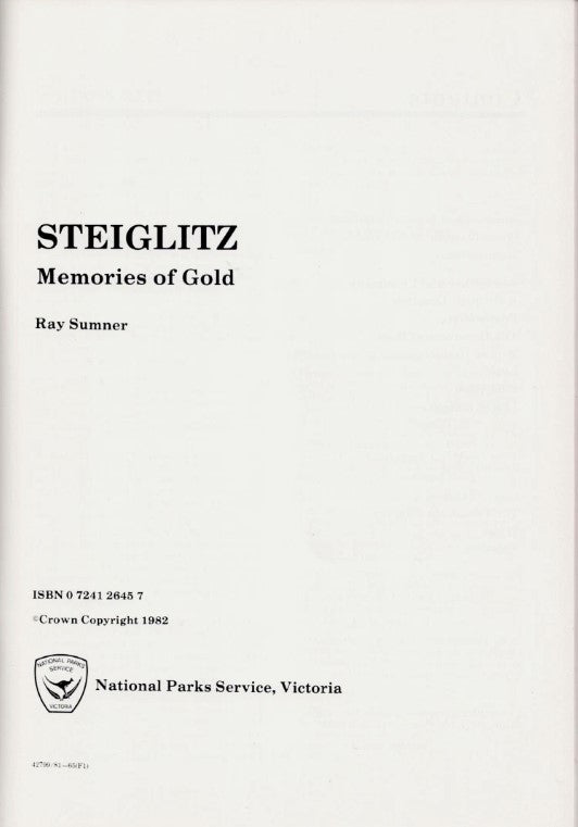 Steiglitz Memories of Gold book by Ray Sumner